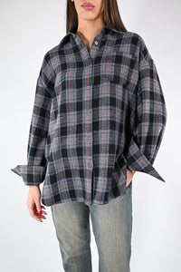 RECUPERO - CAMICIA A QUADRI IN FLANELLA ART.DN116 - GRIGIO/NERO