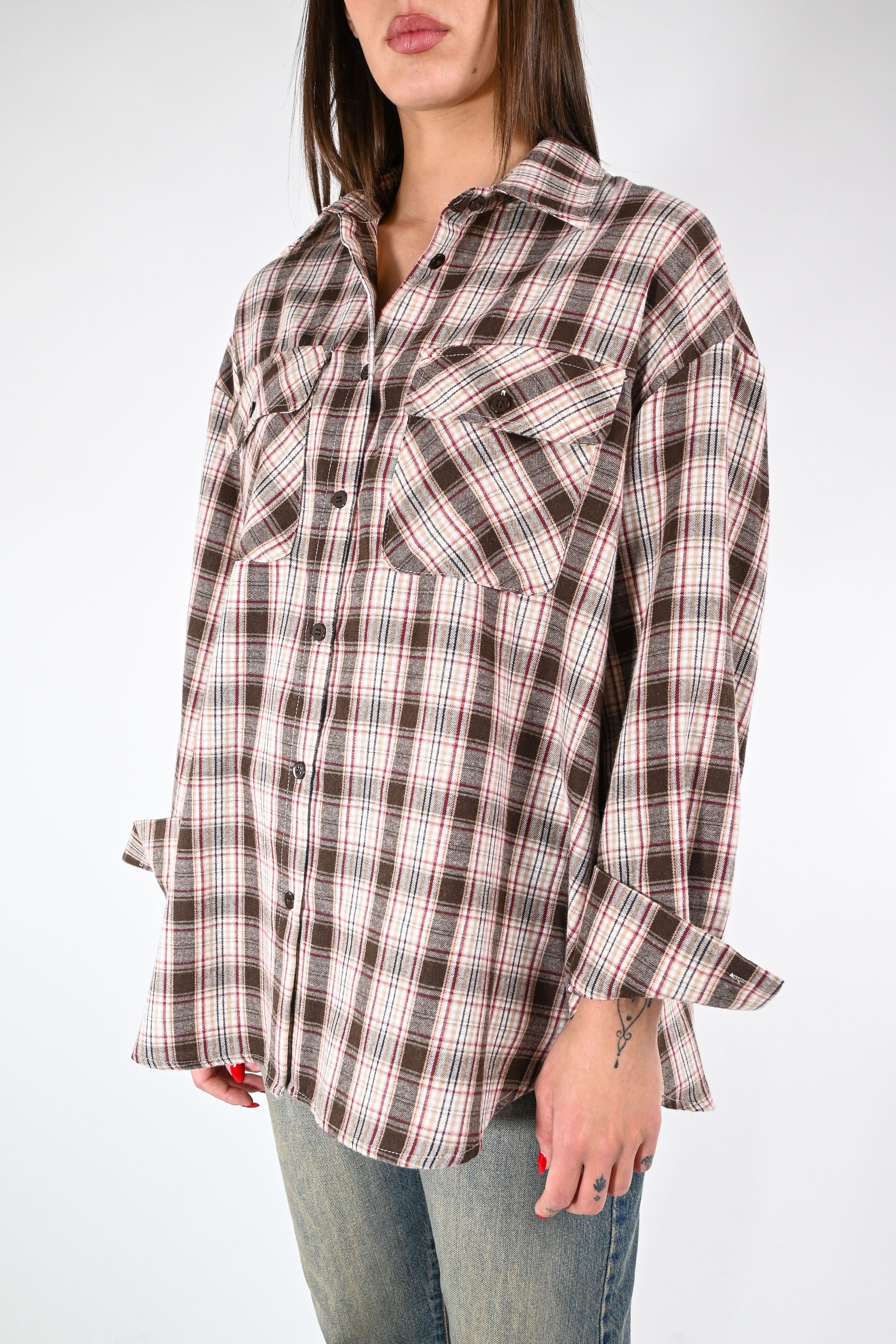 Camicia Uomo In Flanella Scozzese A Quadri, Maniche Lunghe, Chiusura Con Bottoni, Colore Christmas White, Taglia 3XL