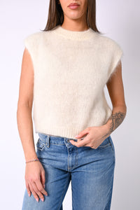 B LOVE - GILET MODELLO CHANEL IN KID MOHAIR ART.28023 - PANNA