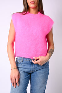 B LOVE - GILET MODELLO CHANEL IN KID MOHAIR ART.28023 - ROSA FLUO