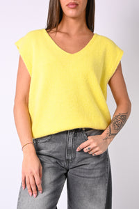 B LOVE - GILET OVER MODELLO SPRING SCOLLO V ART.8802 - GIALLO