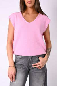 B LOVE - GILET OVER MODELLO SPRING SCOLLO V ART.8802 - ROSA PINK