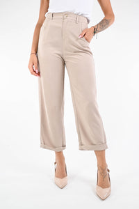 GOLD - PANTALONE BAGGY VISCOSA/LINO ART.17721/4348 - BEIGE