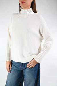 B LOVE - MAGLIA VISCOSA COLLO CRATERE ART.9660 - PANNA