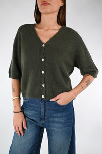 B LOVE - CARDIGAN BABY ALPACA OVER ART.AP2395 - MILITARE