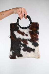 B LOVE - BORSA MANO IN CAVALLINO ART.FP826 - STAMPA MUCCA