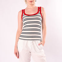 HAVEONE - CANOTTA VOGATORE A RIGHE ART. RSH-Q284/BPR - BLU/PANNA/ROSSO