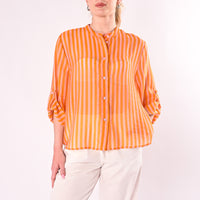 HAVEONE - CAMICIA A RIGHE IN LYOCELL ART.CVS-Q423/AR - ARANCIO/ROSA