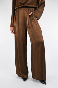 PHILIA LOFT - PANTALONE PALAZZO VISCOSA GOFFRATA ART.G0054 - MORO