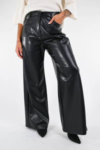 TENSIONE IN - PANTALONE GIUSI PALAZZO ECOPELLE ART.224155 - NERO
