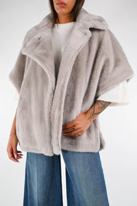 TENSIONE IN - MANTELLA ECOPELLICCIA ART.E522 - TAUPE