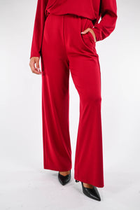 B LOVE - PANTALONE PALAZZO PUNTO MILANO ART.11685 - ROSSO