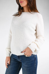 B LOVE - MAGLIA BABY ALPACA MANICA LUNGA ART.SOFT/1013 - PANNA