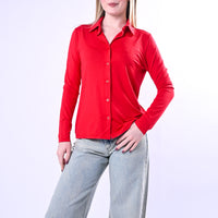 B LOVE - CAMICIA OLIVIA IN JERSEY ELASTICIZZATO ART.12065/R - ROSSO