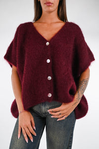 B LOVE - GILET OVER KID MOHAIR ART. HH24254 - BORDEAUX