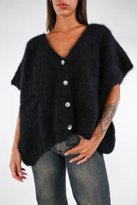 B LOVE - GILET OVER KID MOHAIR ART. HH24254 - NERO