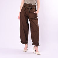 SOUVENIR - PANTALONE BALLOON IN POPELINE LEGGERO ART.M39F0148/C - CIOCCOLATO