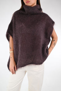 B LOVE - GILET OVER CIAMBELLA IN KID MOHAIR ART.28001 - MORO