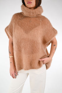 B LOVE - GILET OVER CIAMBELLA IN KID MOHAIR ART.28001 - CAMMELLO