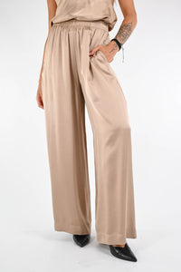 VICOLO - PANTALONE PALAZZO IN SATIN ART.TF0243 - BEIGE
