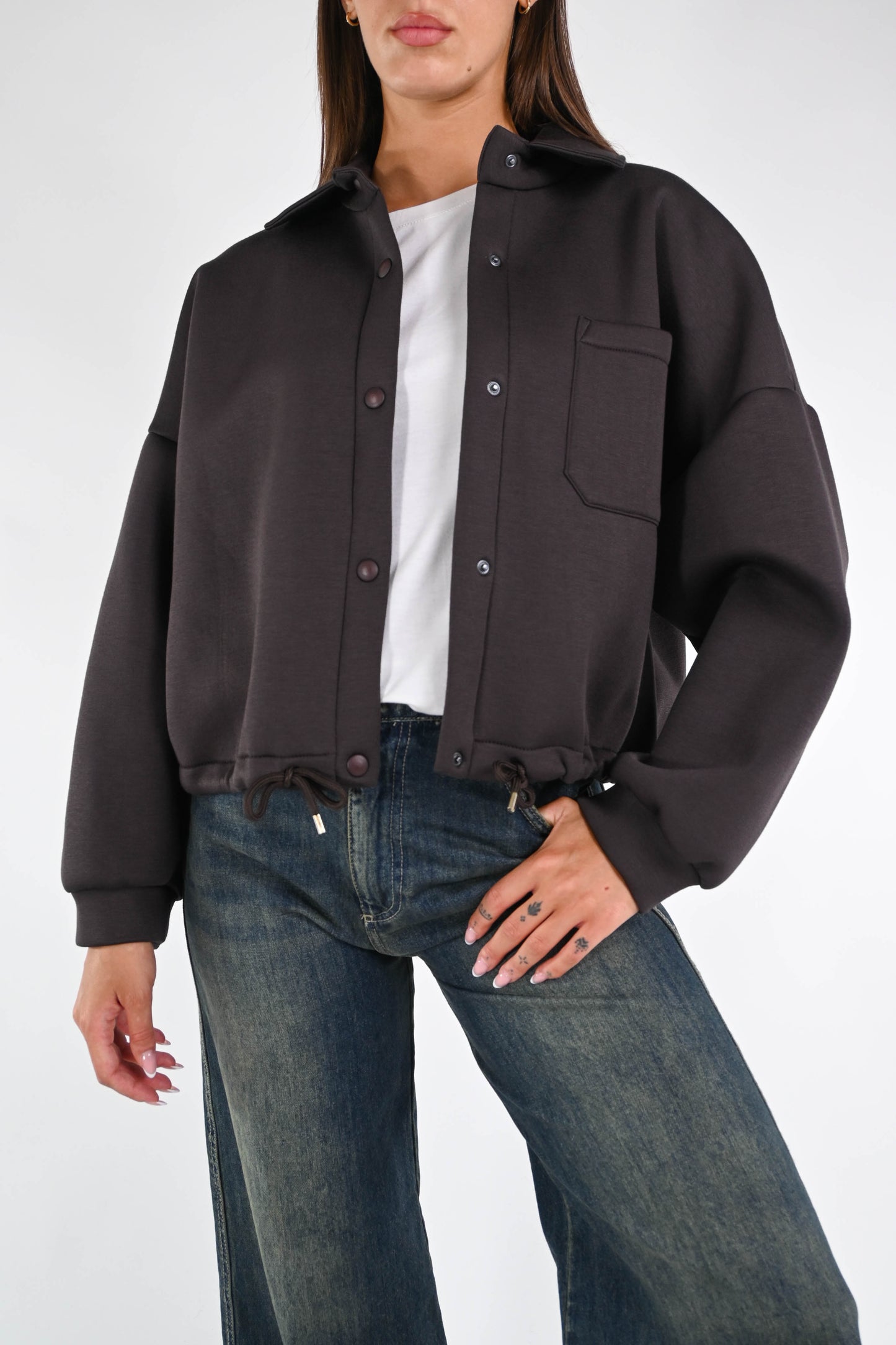 Vicolo Camicia Velluto Nera Vicolo Camicia Scollatura Profonda