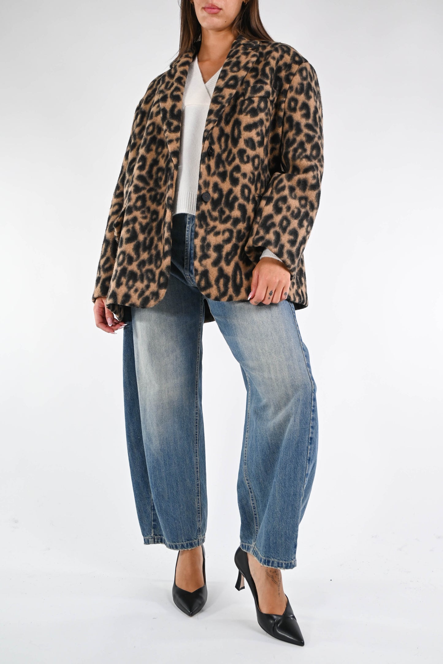 VICOLO GIACCA OVER MACULATA TF0723 CAMMELLO/NERO – Bros'