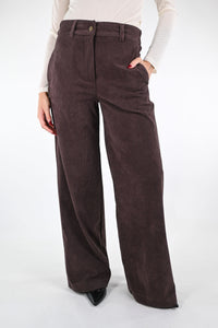 GOLD - PANTALONE PALAZZO EASY VELLUTO ART.17312/4497 - MORO