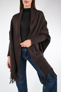 VICOLO - MANTELLA CON FRANGE ART.22139F - MORO