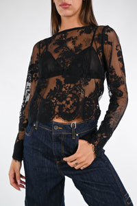 MOTEL - BLUSA+REGGISENO IN PIZZO ART.W25X3656 - NERO