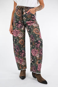 TENSIONE IN - PANTALONE BALLOON FLOREALE ART. W25P158 - VERDE