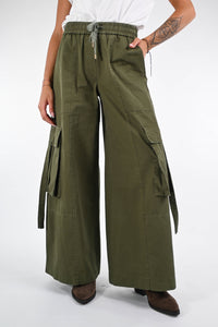 TENSIONE IN - PANTALONE CARGO PALAZZO ART. HM345 - MILITARE