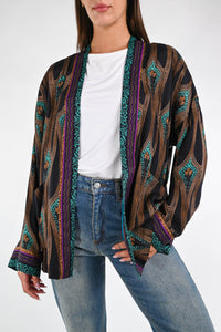 WU'SIDE - GIACCA/KIMONO ART.25560 - FANTASIA NERO/MORO