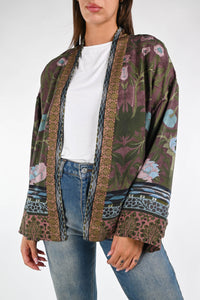WU'SIDE - GIACCA KIMONO ART.25679 - FANTASIA FLOREALE VERDE