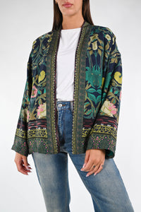 WU'SIDE - GIACCA KIMONO ART.25679 - FANTASIA FLOREALE BLU