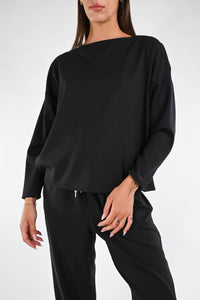 SOUVENIR - BLUSA POLIVISCOSA A SCATOLA ART.S38M0106 - NERO
