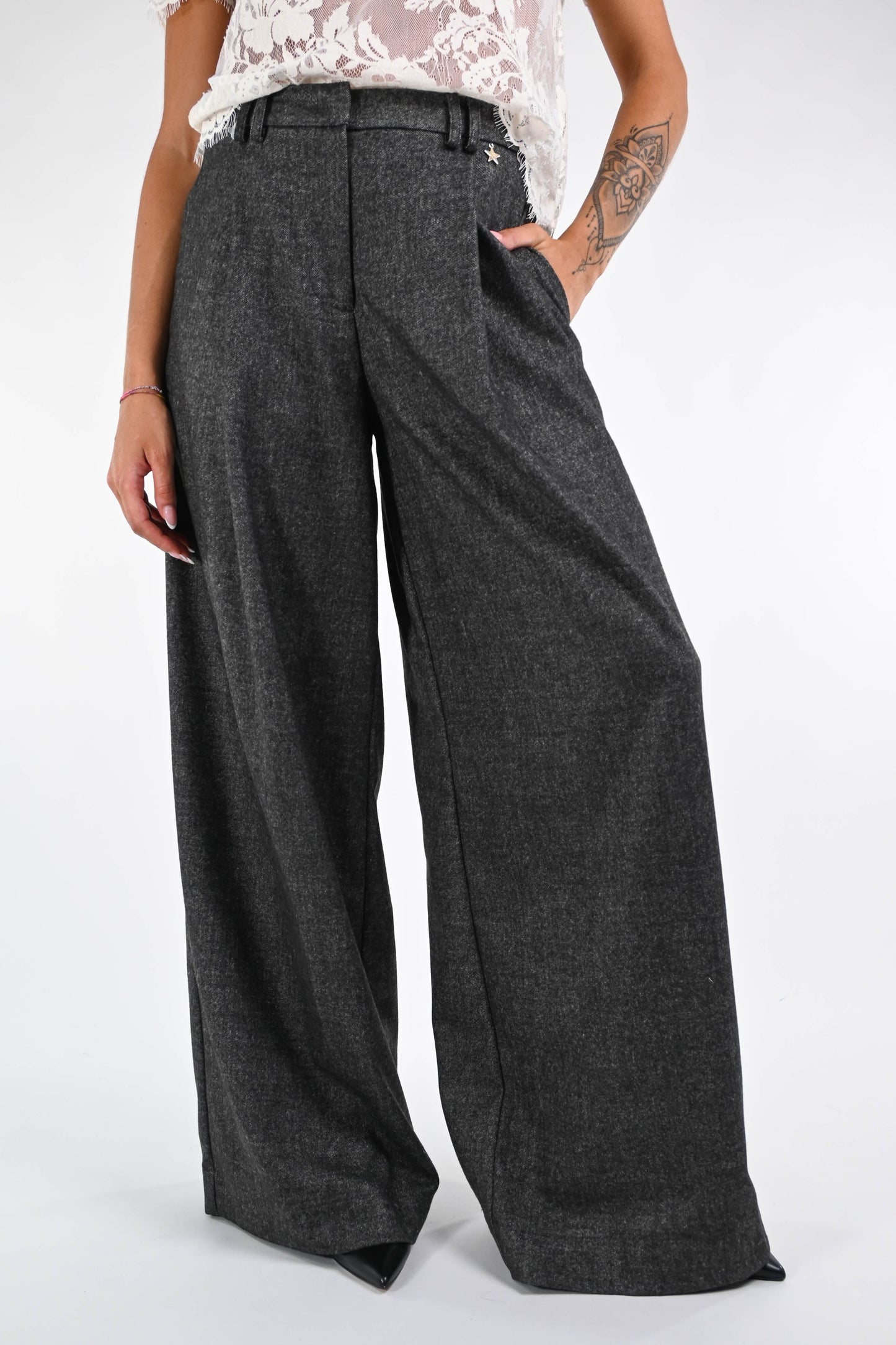 Pinces Grigio Souvenir Gonna Lunga Souvenir Gonna Con Pinces