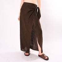 PHILIA LOFT - GONNA LUNGA PAREO PURO LINO ART.R02L1151/C - CIOCCOLATO