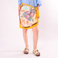 PHILIA LOFT - GONNA CORTA PAREO FANTASIA CONCHIGLIE ART.R02L1450/BO - BURRO/OCRA