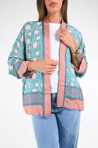 WU'SIDE - GIACCA/KIMONO ART.25603 - FANTASIA AZZURRO/ROSA