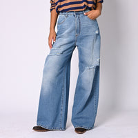 HAVEONE - JEANS MODELLO LARA SUPER WIDE LEG CON ROTTURE ART.PGZ-R078/J