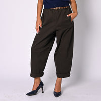 PHILIA LOFT - PANTALONE BALLON CON CINTURA BORCHIE ART.R03L0434/M - MORO
