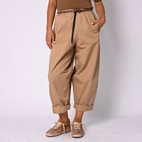 PHILIA LOFT - PANTALONE BALLON CON CINTURA BORCHIE ART.R03L0434/B - BEIGE