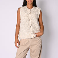 PHILIA LOFT - GILET IN MAGLIA BOUCLE' ART. S03Y0569/P - PANNA