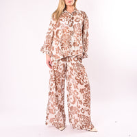 HAVEONE - CAMICIA MUSSOLA STAMPA DAMASCATA ART. CWG-Q401/PB - PANNA/BRUCIATO