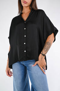 MOTEL - CAMICIA REGOLARE SATIN ART.C125C05Q - NERO