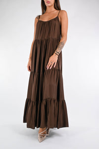 VICOLO - ABITO CON BALZE ART.TD3140 - CIOCCOLATO