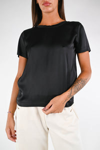 VICOLO - T-SHIRT SATIN MEZZAMANICA ART.TF0245 - NERO