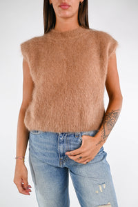 B LOVE - GILET A SCATOLA KID MOHAIR ART.28023 - CAMMELLO