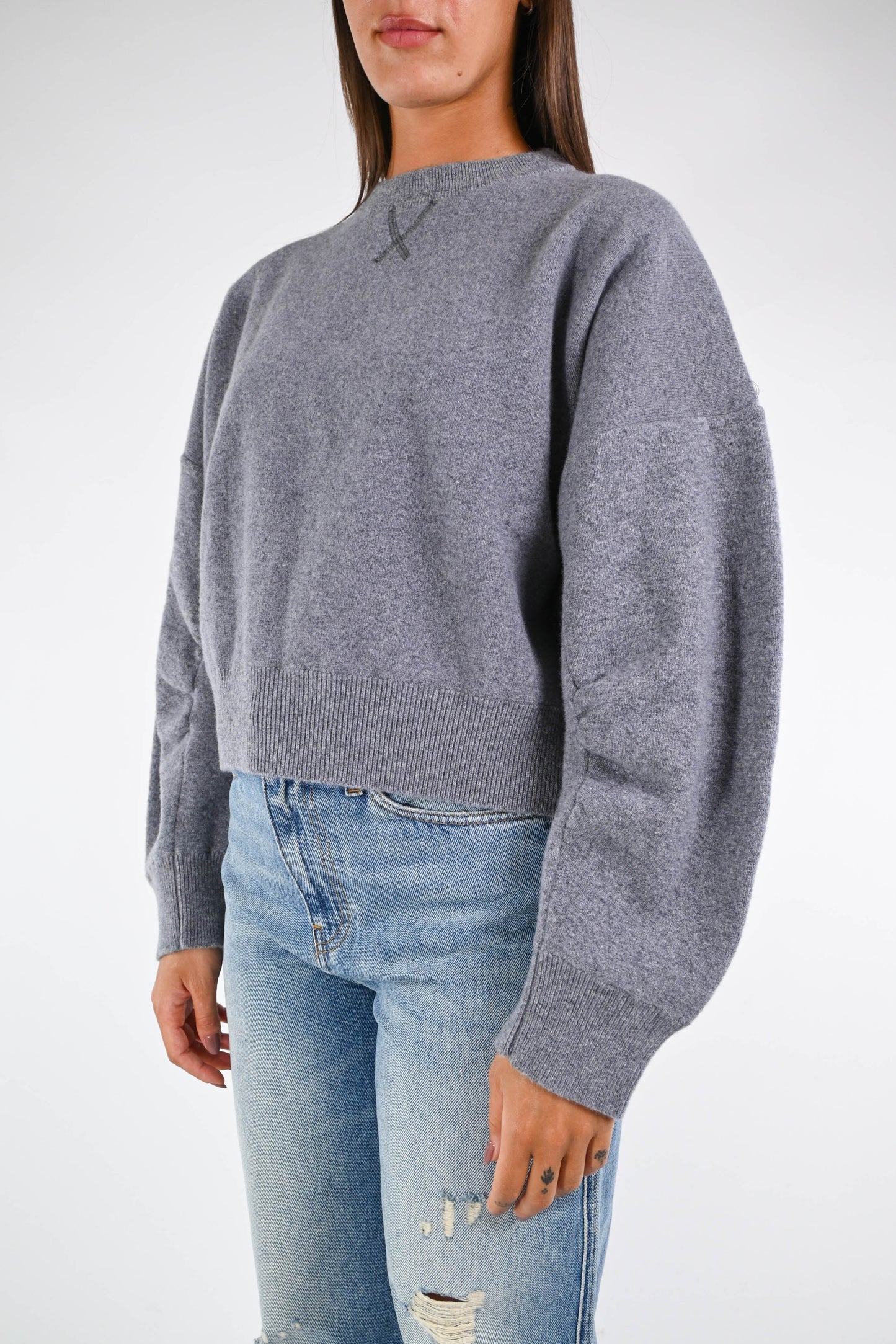 VICOLO MAGLIA OVER A SCATOLA PURA LANA GRIGIO – Bros'