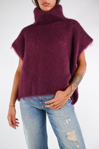 B LOVE - GILET OVER CIAMBELLA IN KID MOHAIR ART.28001 - BORDEAUX